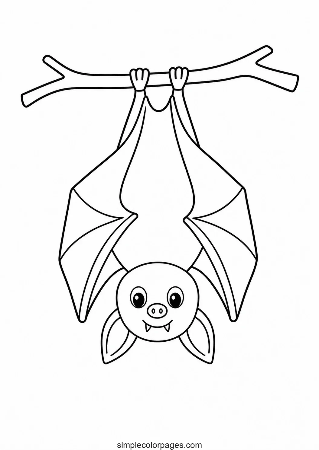 Preview of Bat Hanging Upside Down Coloring Page