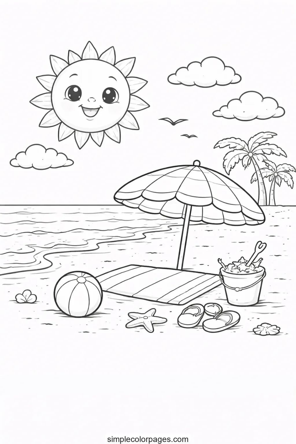 Preview of Beach Summer Coloring Page