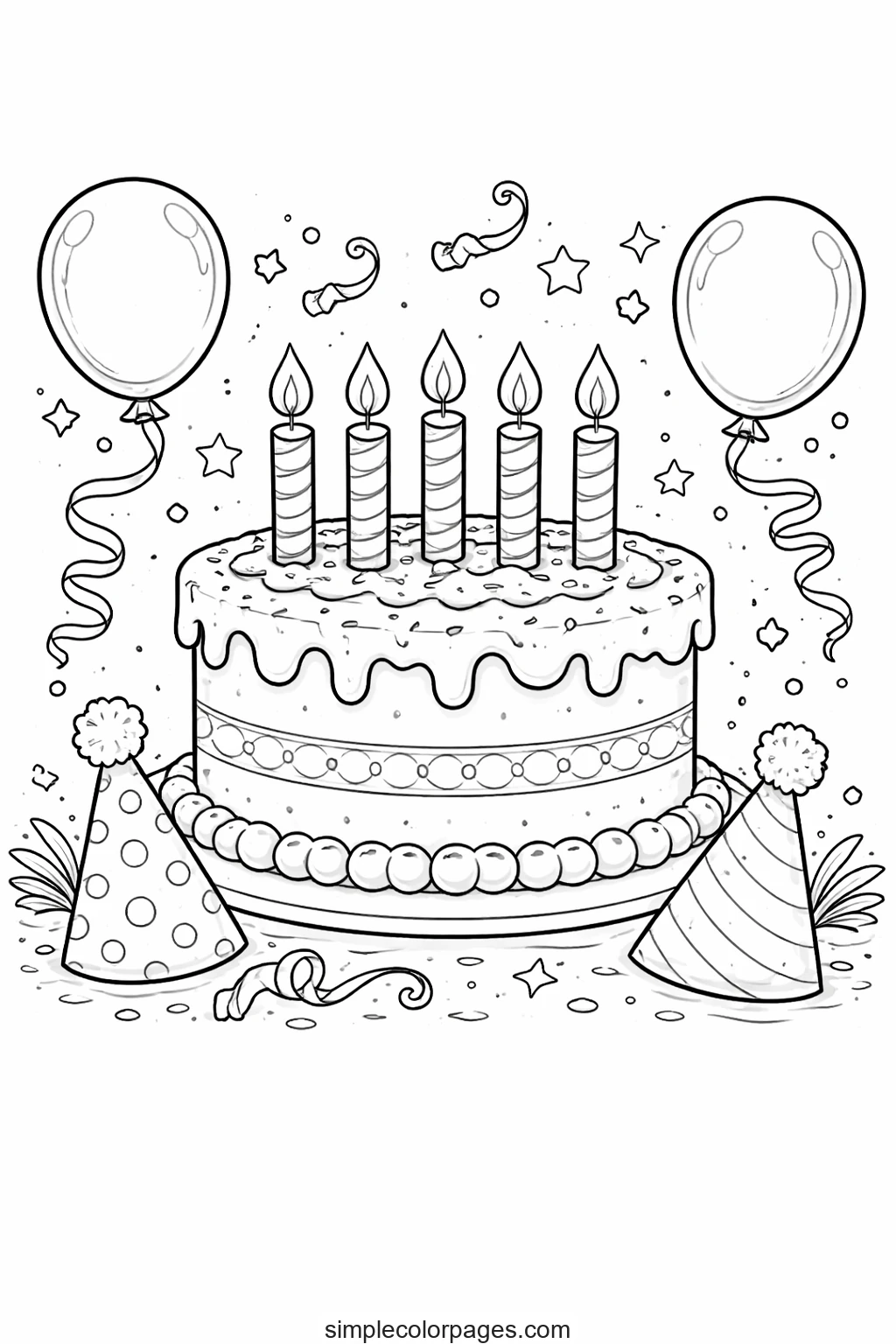 Preview of Birthday Cake Coloring Page