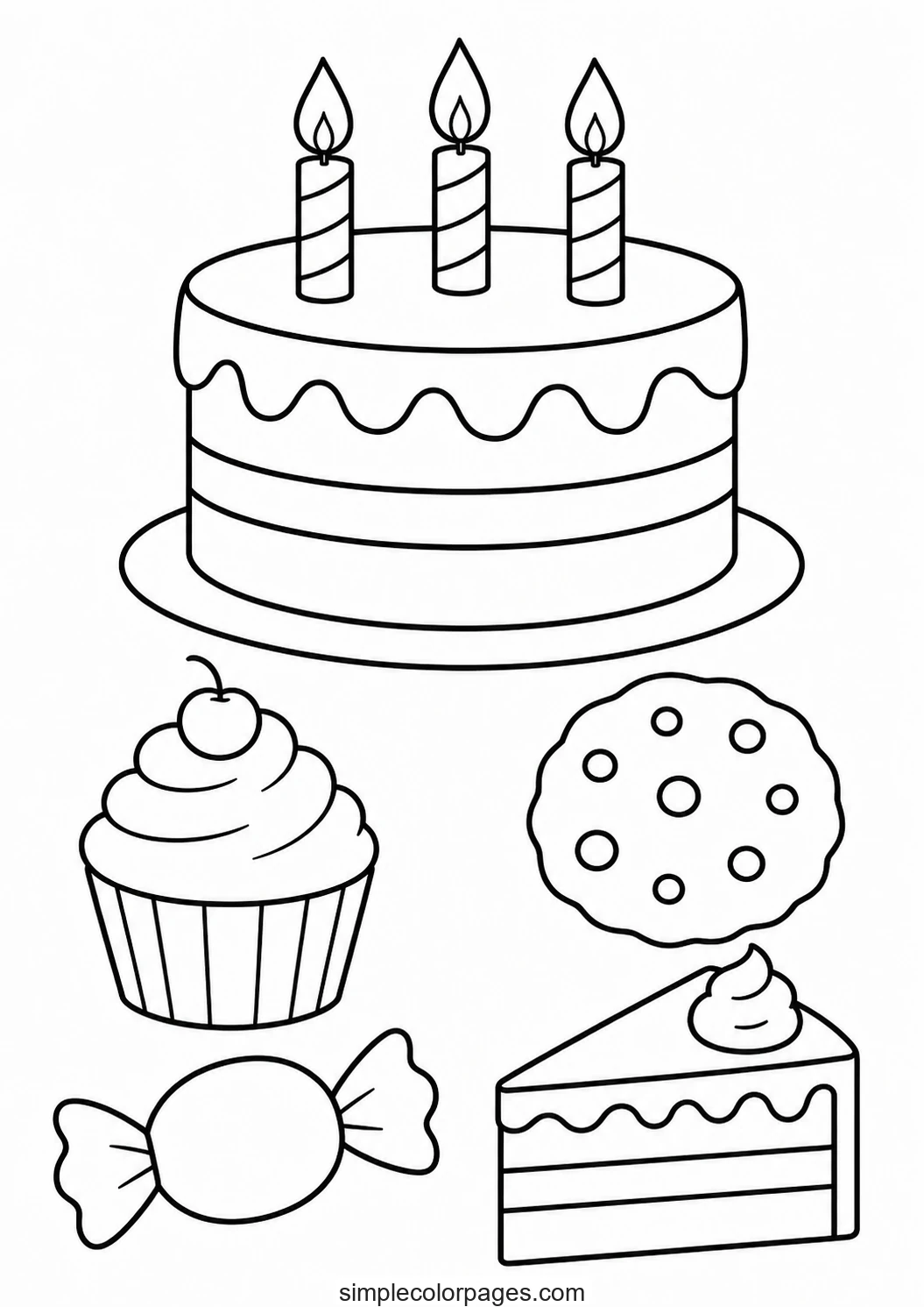 Preview of Birthday Food Coloring Pages