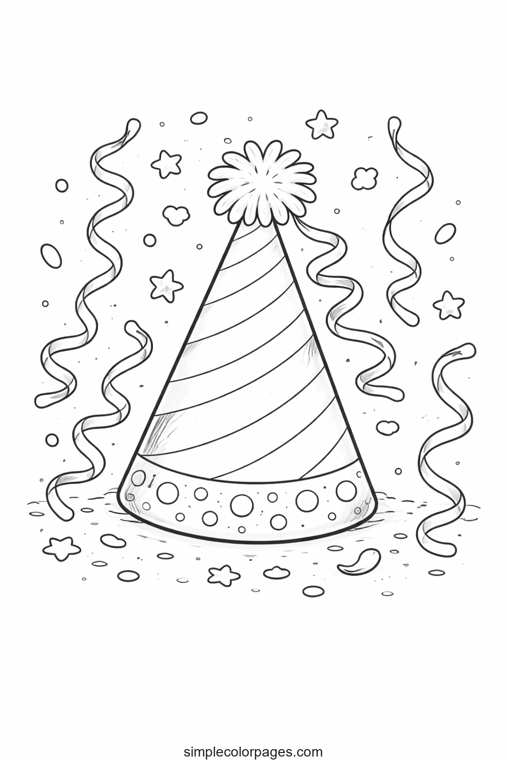 Preview of Birthday Party Hat Coloring Page