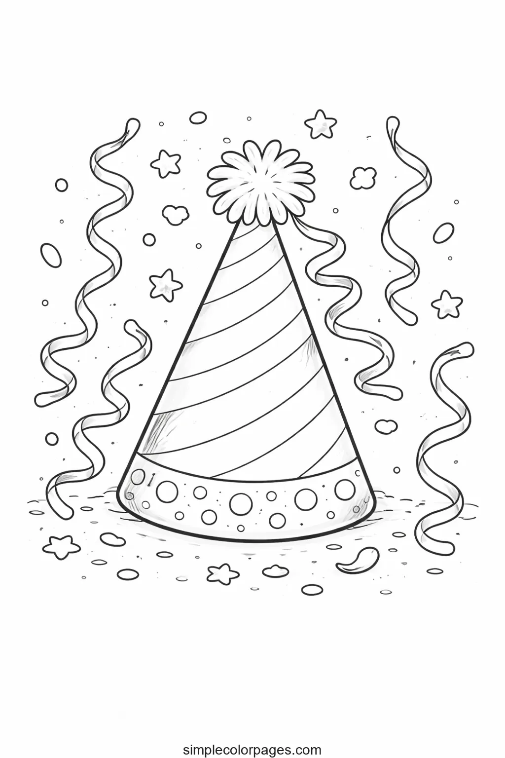Preview of Birthday Party Hat Coloring Page