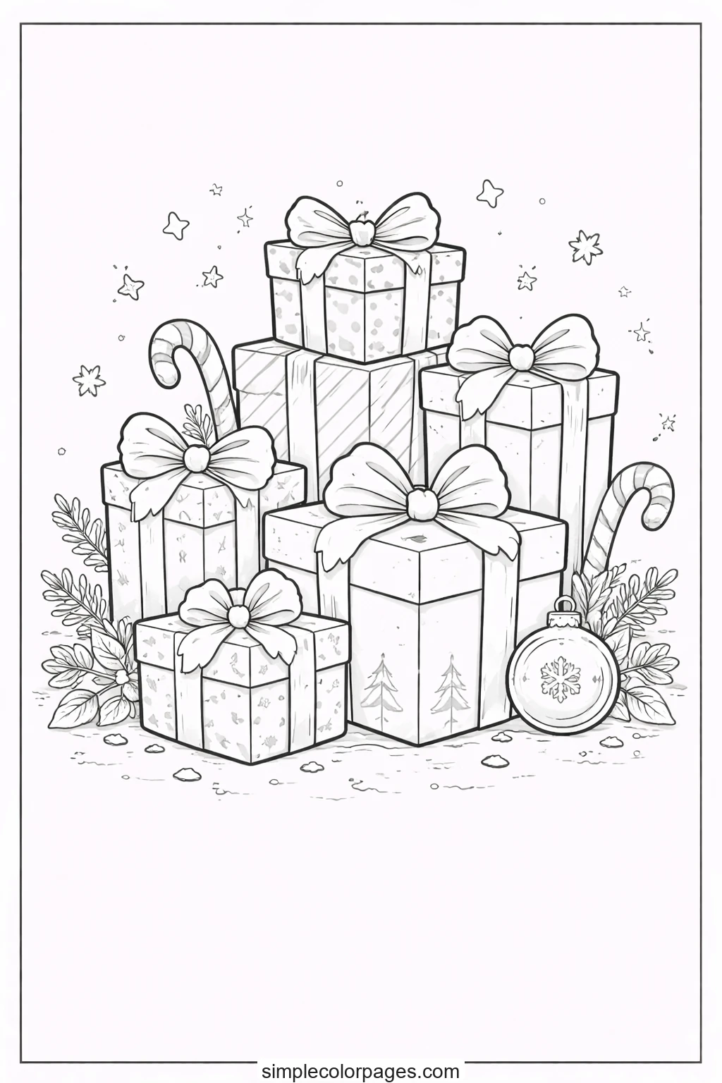 Preview of Christmas Gifts Coloring Page