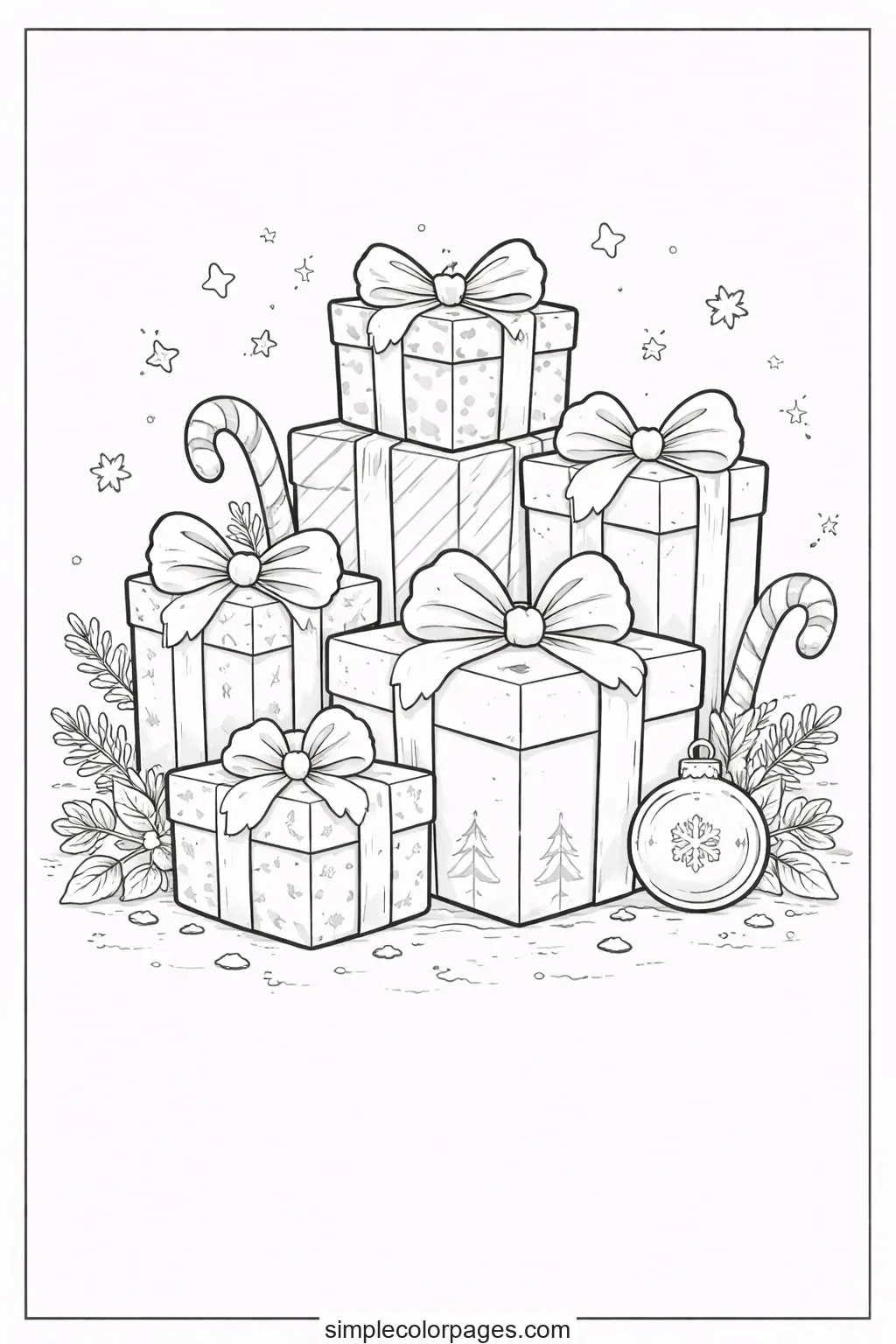 Preview of Christmas Gifts Coloring Page