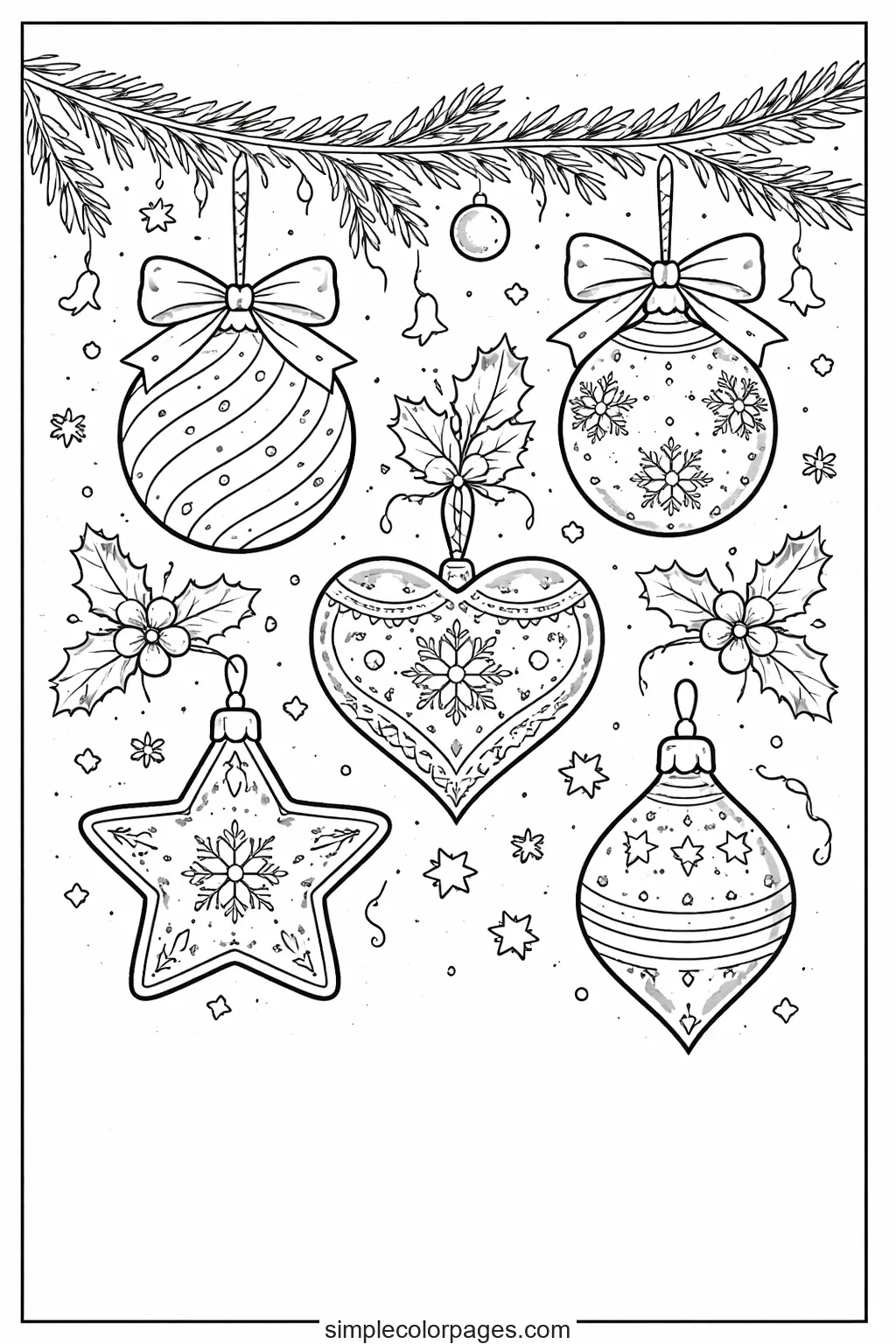 Preview of Christmas Ornaments Coloring Page