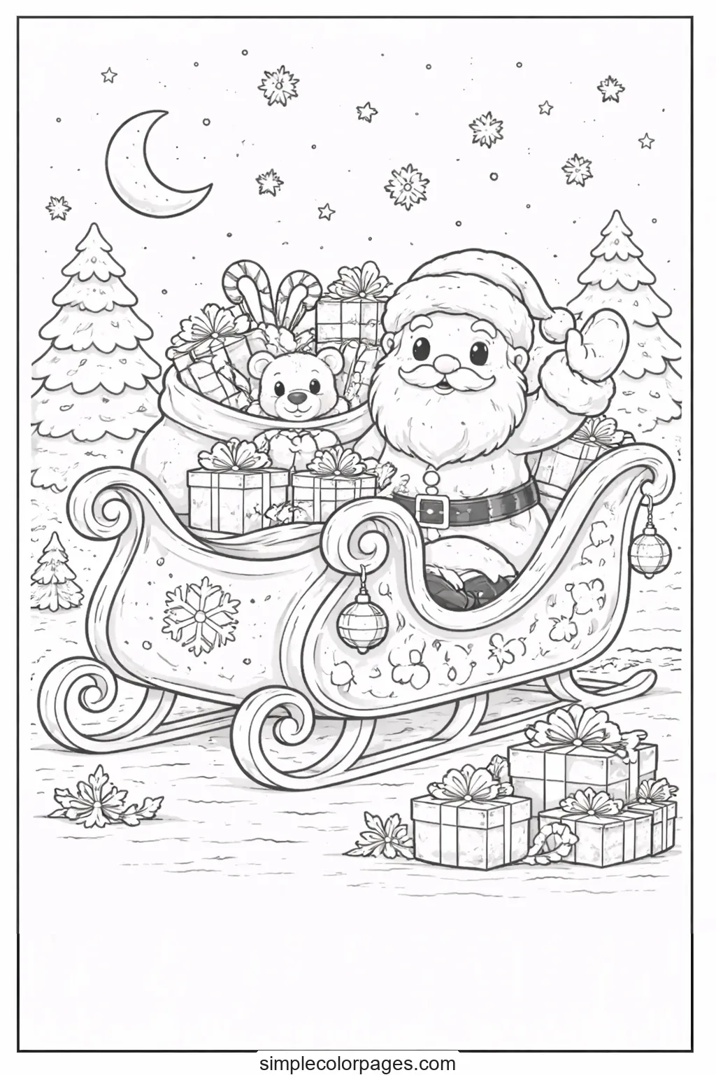 Preview of Christmas Sleigh Coloring Page
