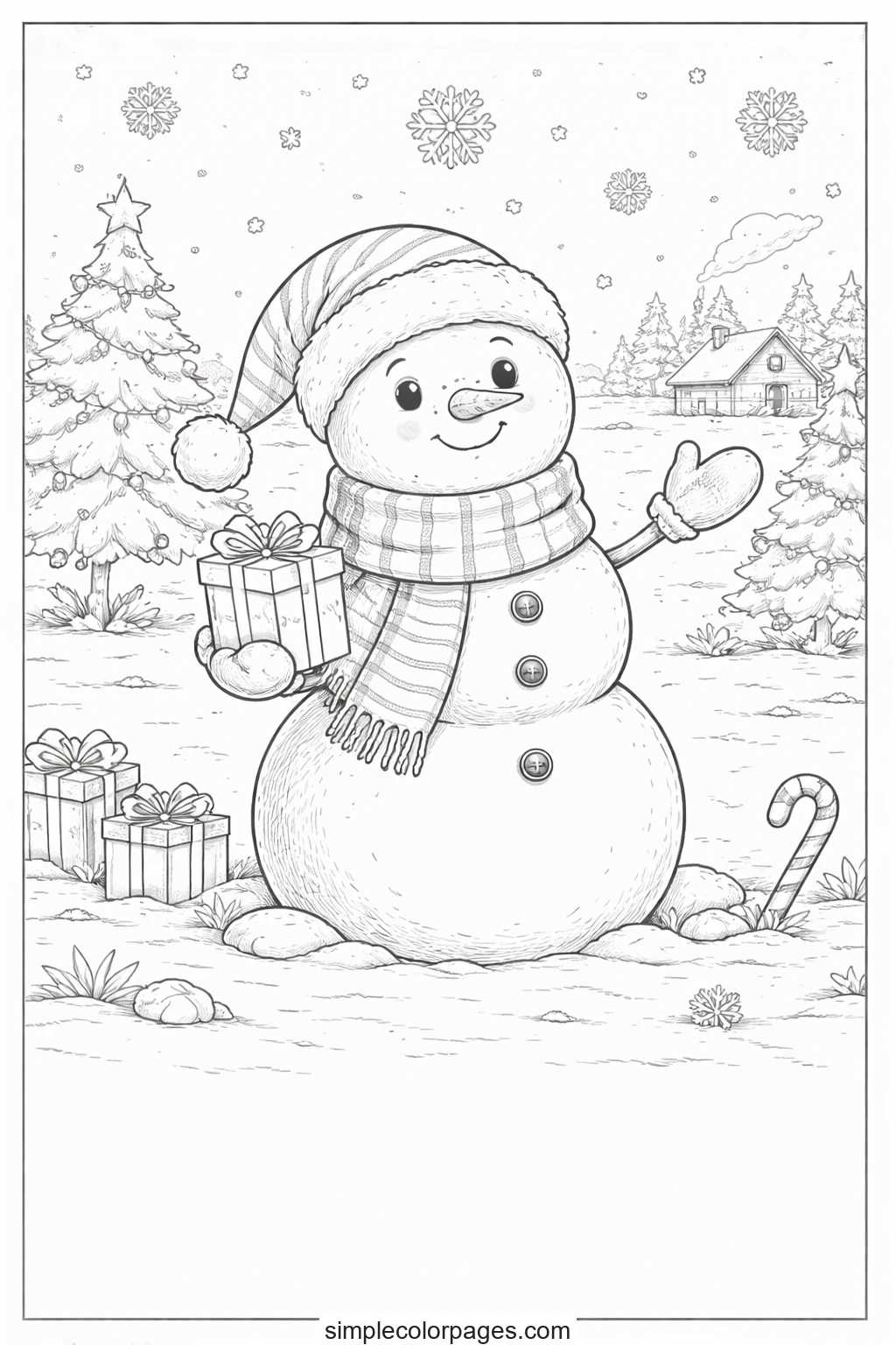 Preview of Christmas Snowman Coloring Page