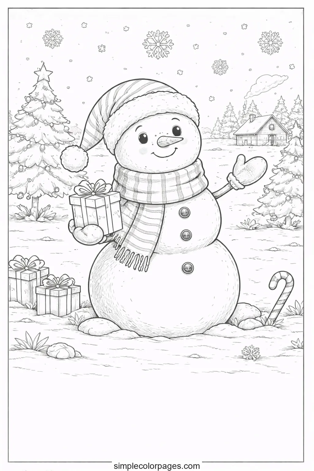 Preview of Christmas Snowman Coloring Page