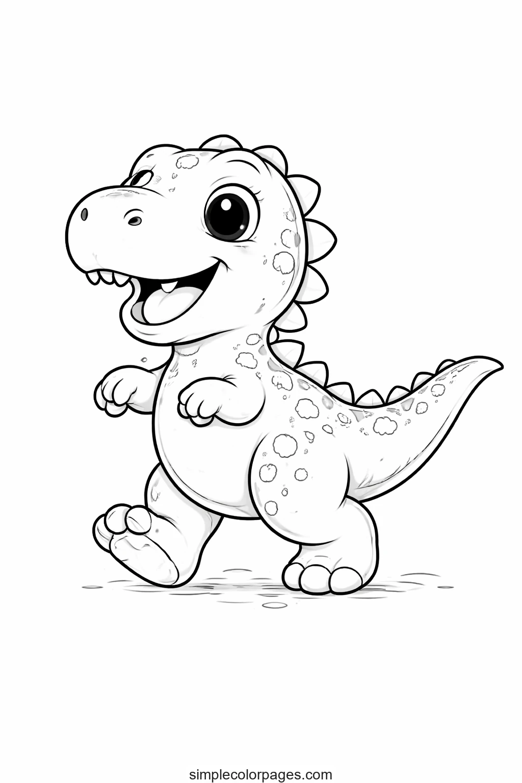 Preview of Happy Cartoon Dinosaur Coloring Page