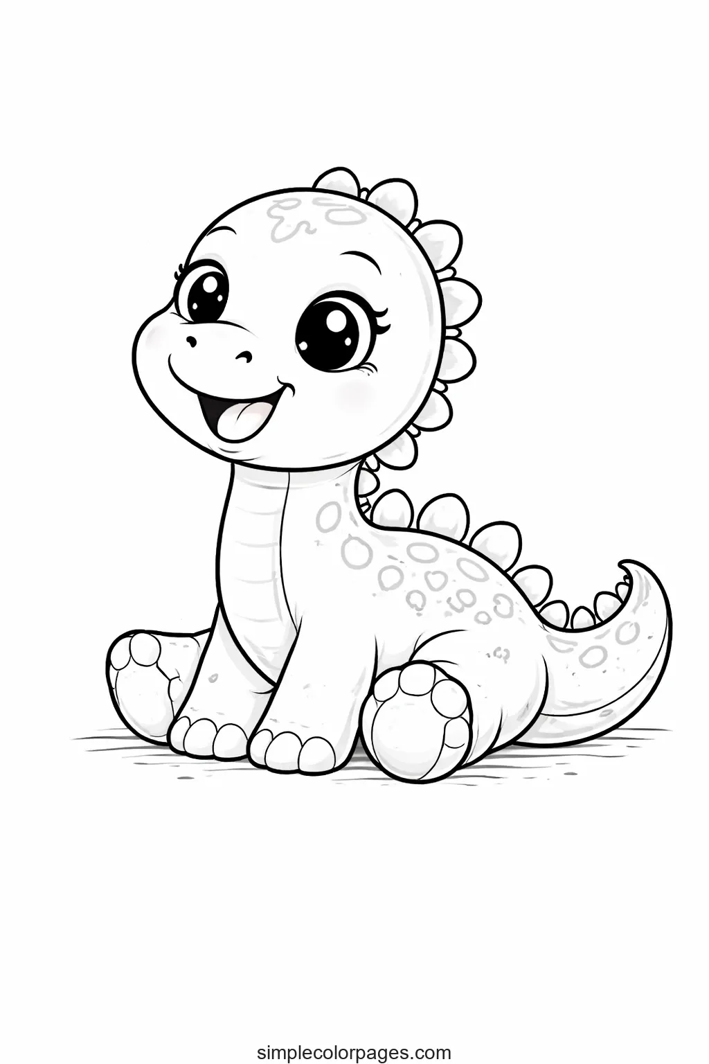 Preview of Cute Sitting Dinosaur Coloring Page