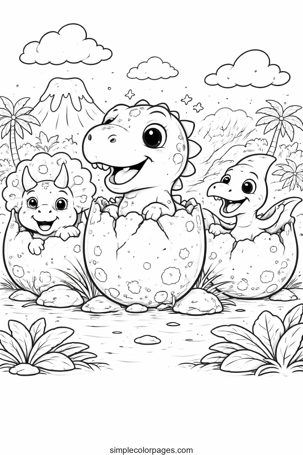 Preview of Dinosaur Eggs Coloring Page