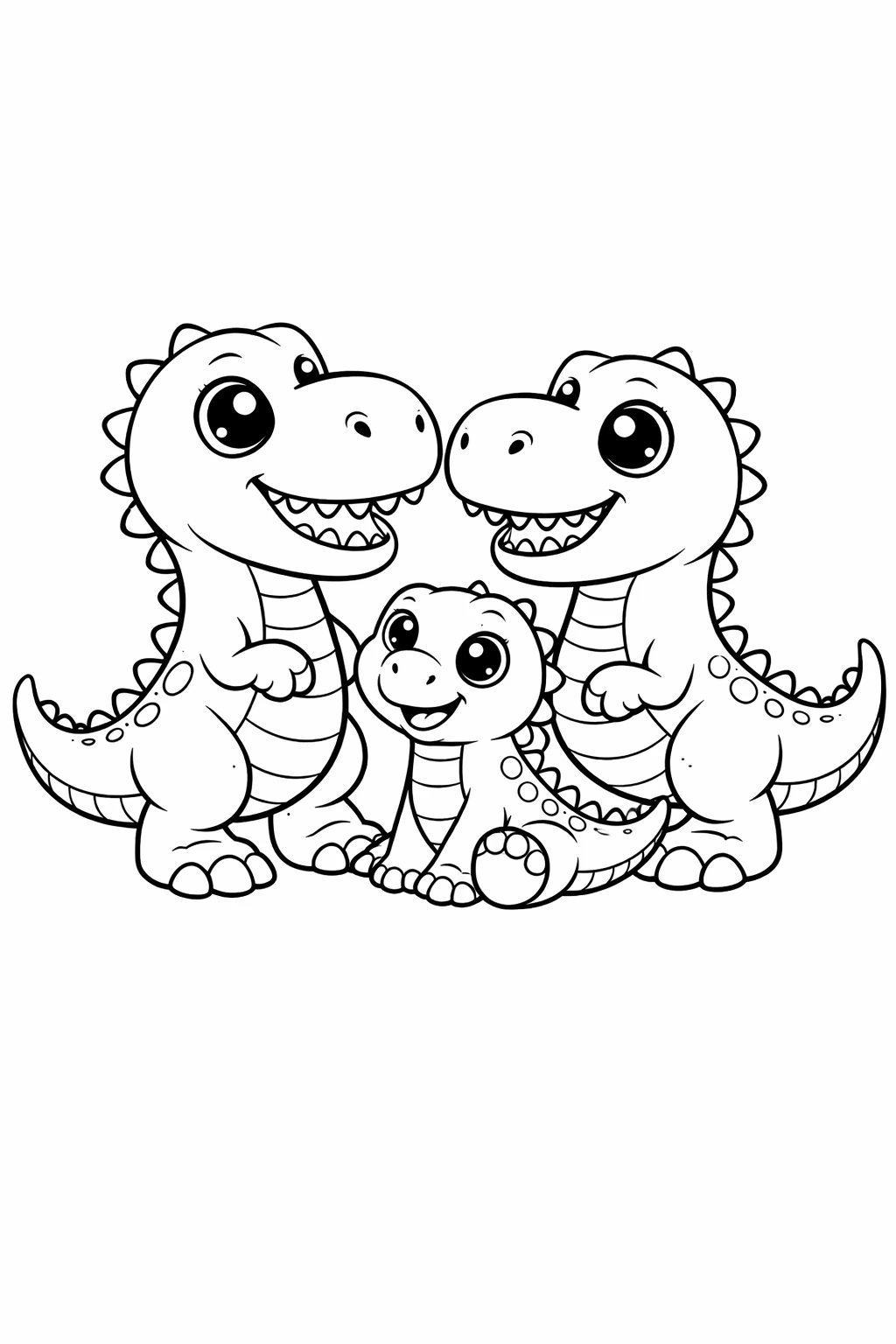 Preview of Dinosaur Family Coloring Page