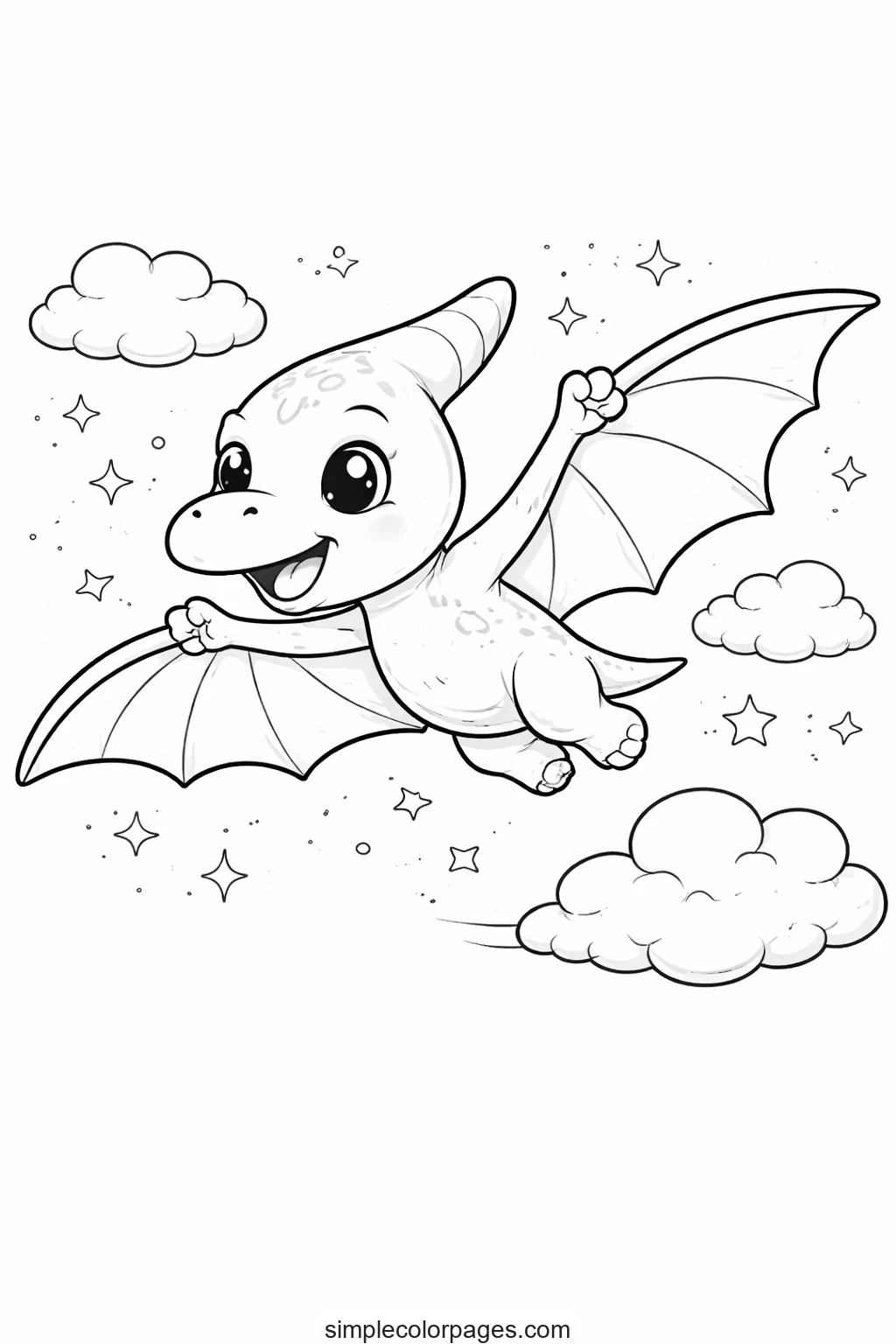 Preview of Flying Dinosaur Coloring Page