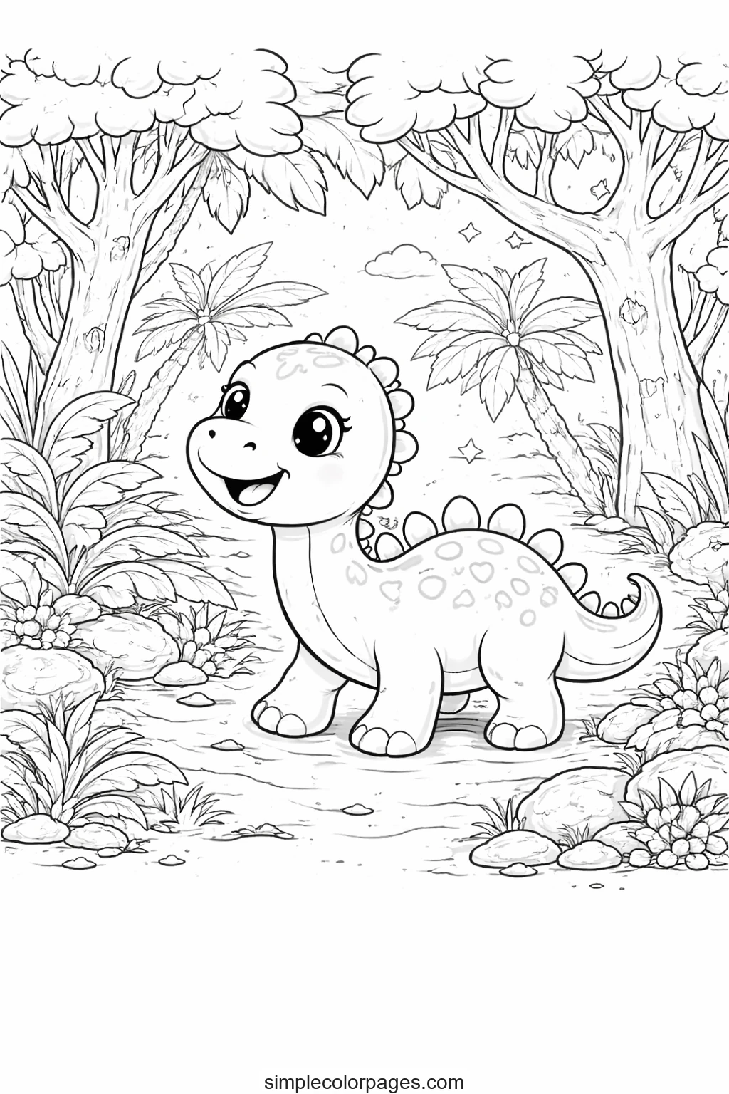 Preview of Dinosaur Forest Coloring Page