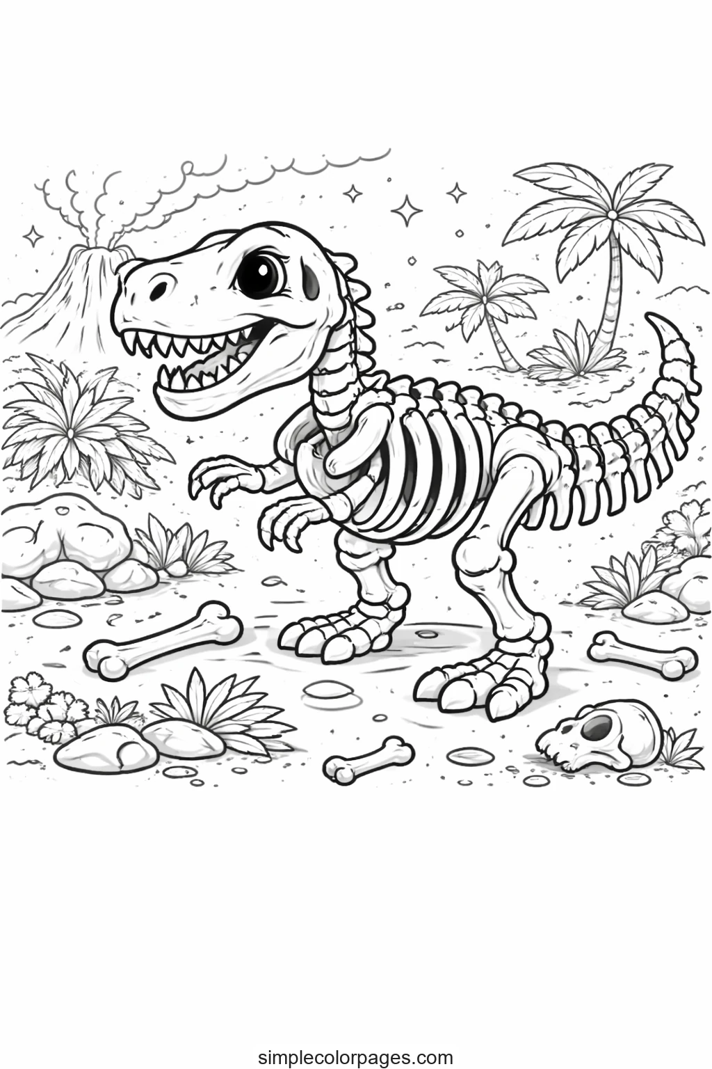 Preview of Dinosaur Skeleton Coloring Page