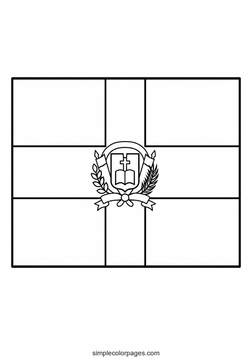 Preview of Dominican Republic Flag Coloring Page