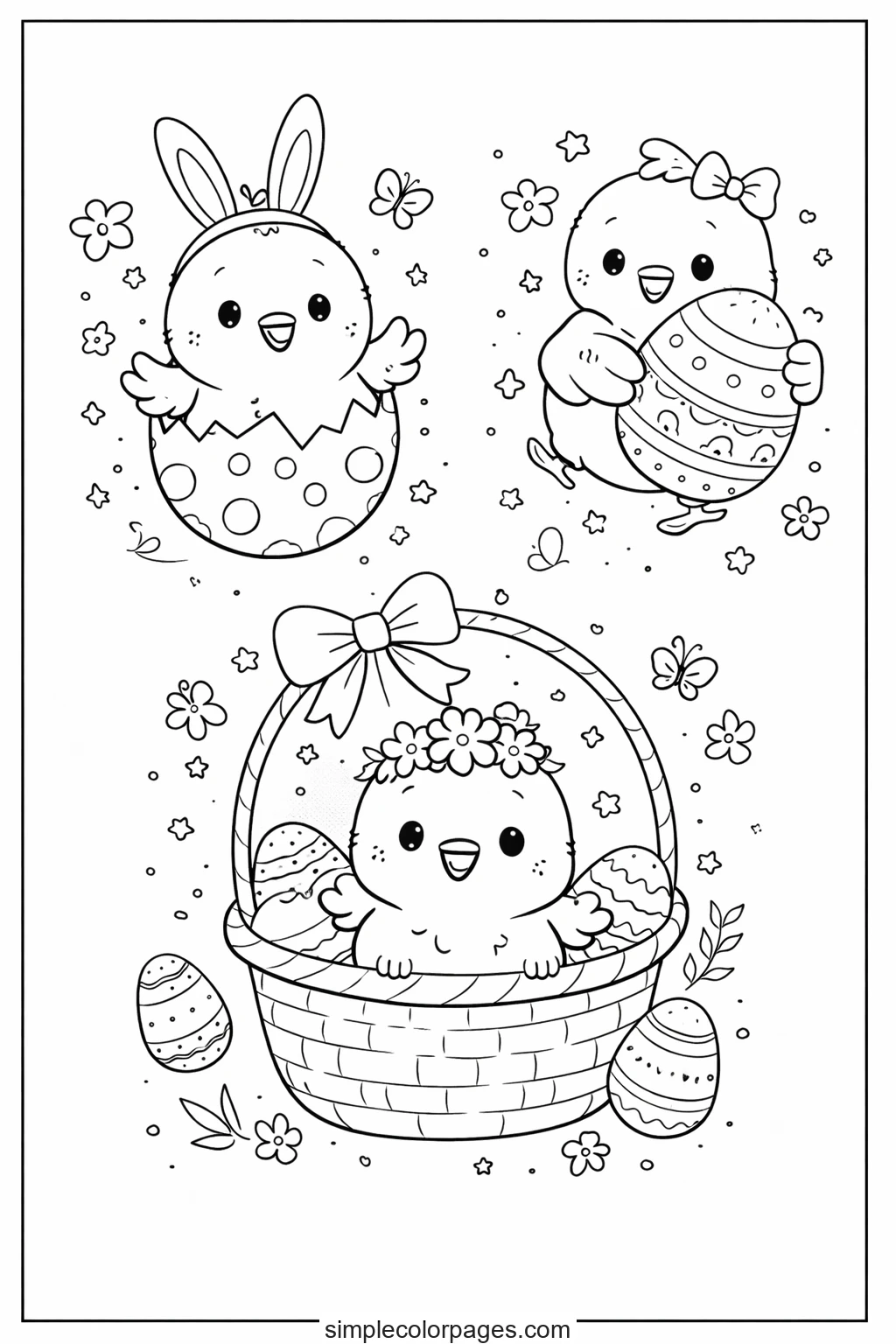 Preview of Easter Chicks Coloring Page