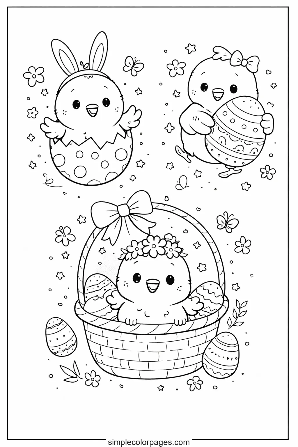 Preview of Easter Chicks Coloring Page