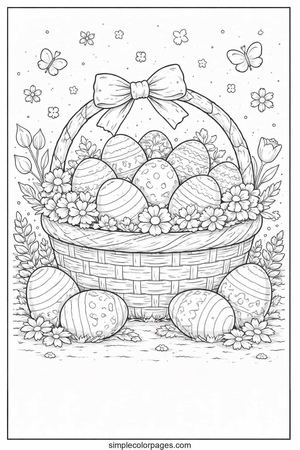 Preview of Easter Basket with Eggs Coloring Page