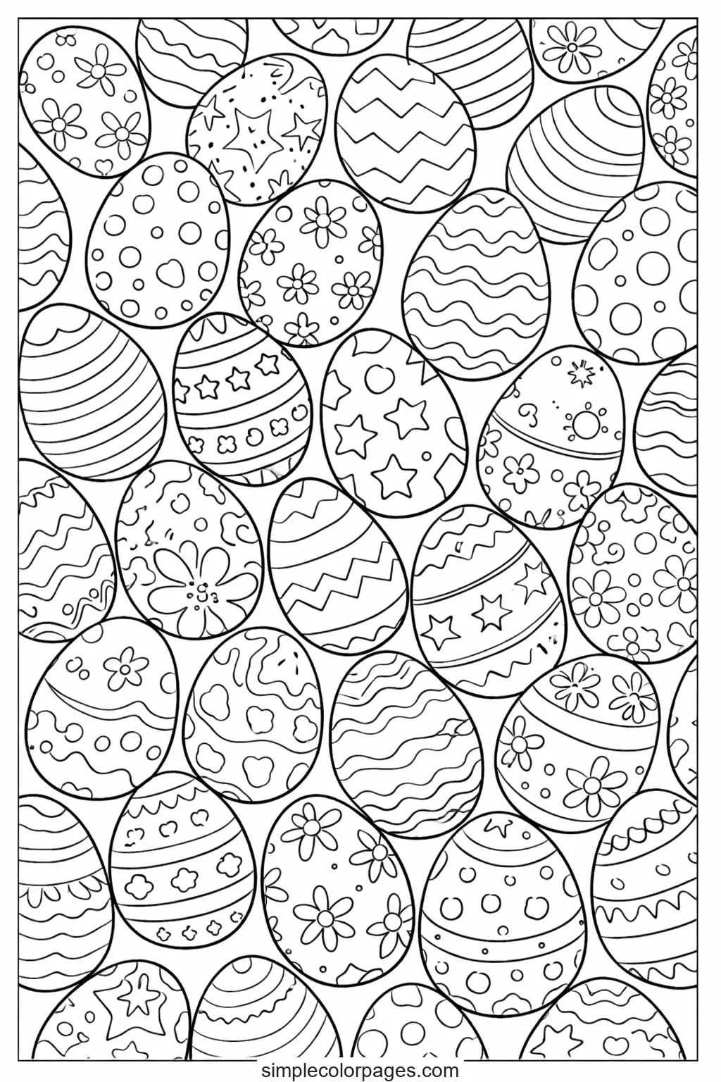 Preview of Easter Eggs Pattern Coloring Page