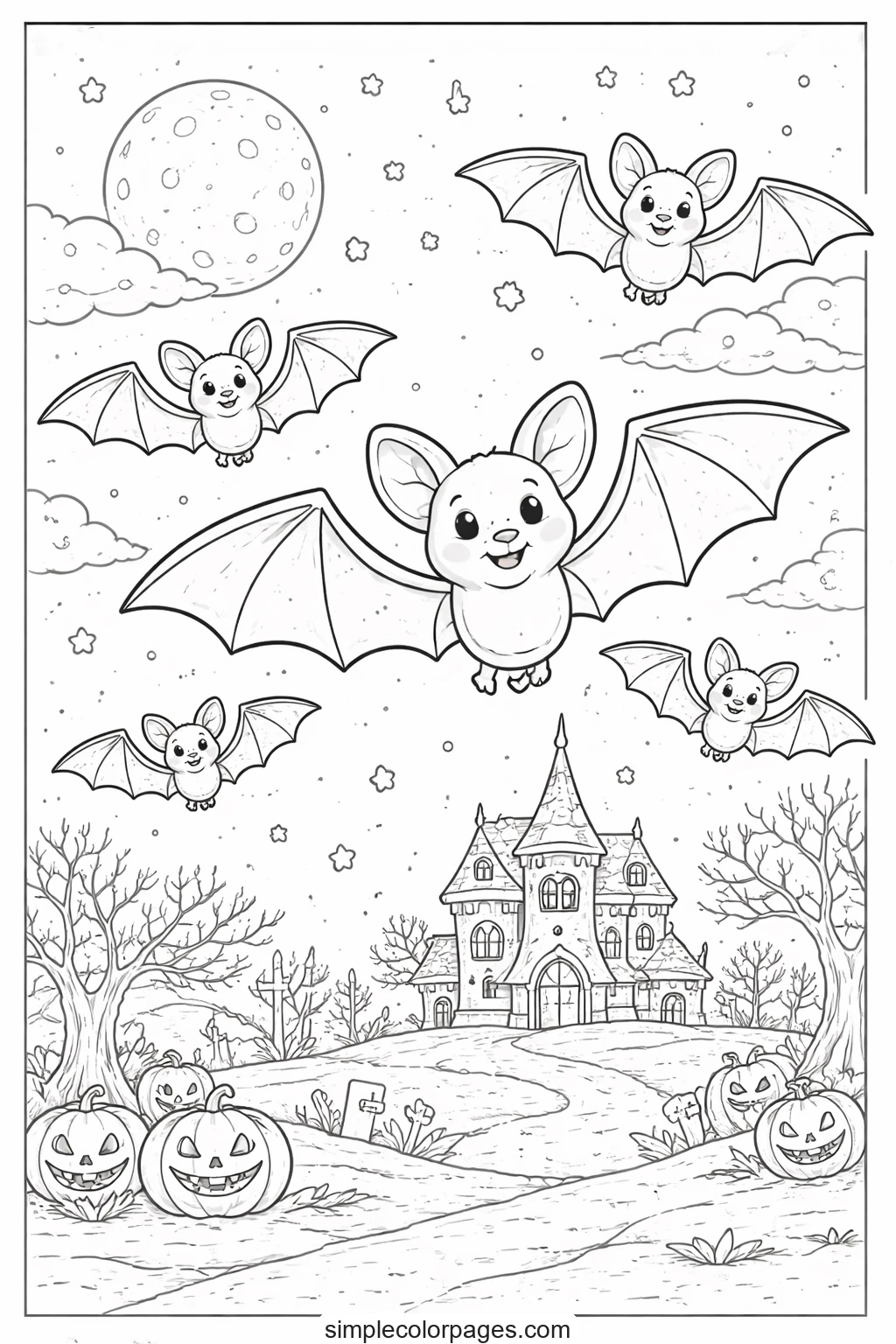 Preview of Halloween Bats Coloring Page