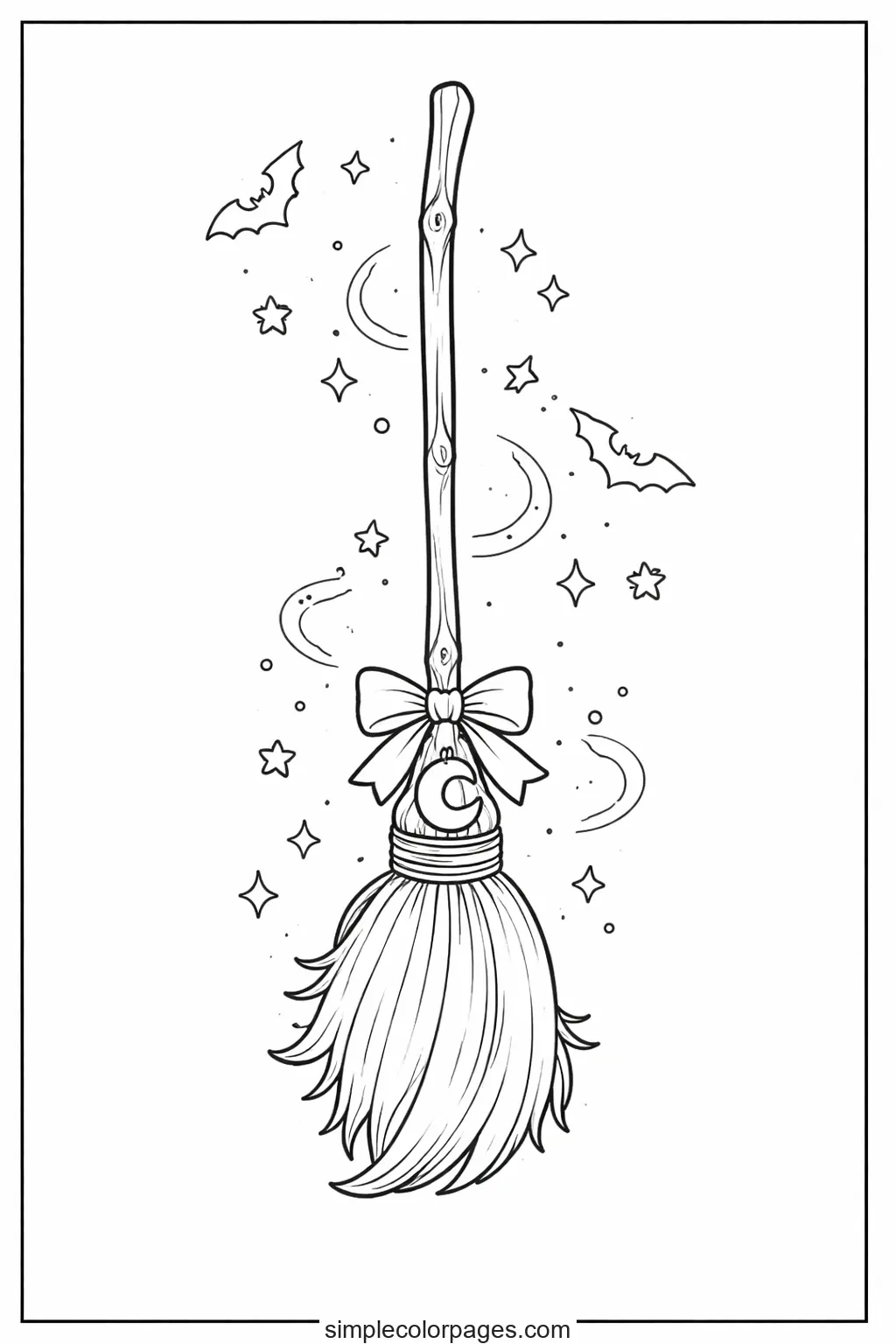 Preview of Halloween Broom Coloring Page