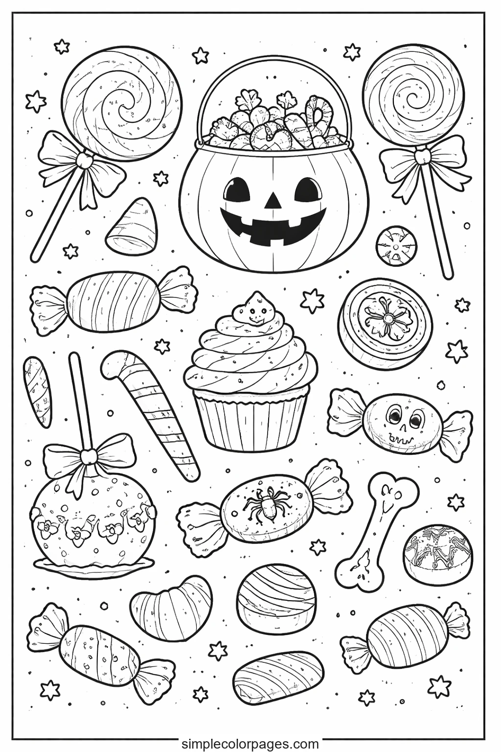 Preview of Halloween Candy Coloring Page