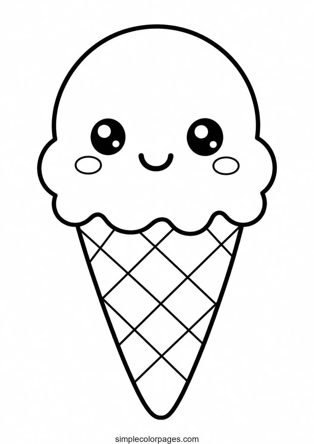 Preview of Kawaii Ice Cream Coloring Page