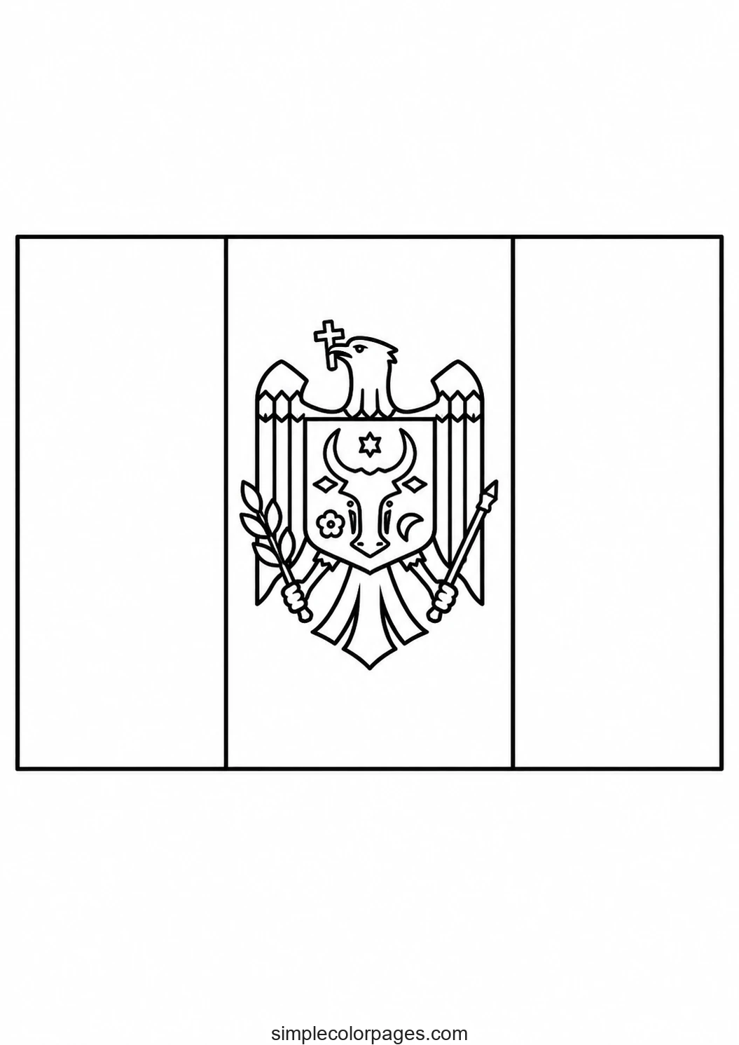 Preview of Moldova Flag Coloring Page