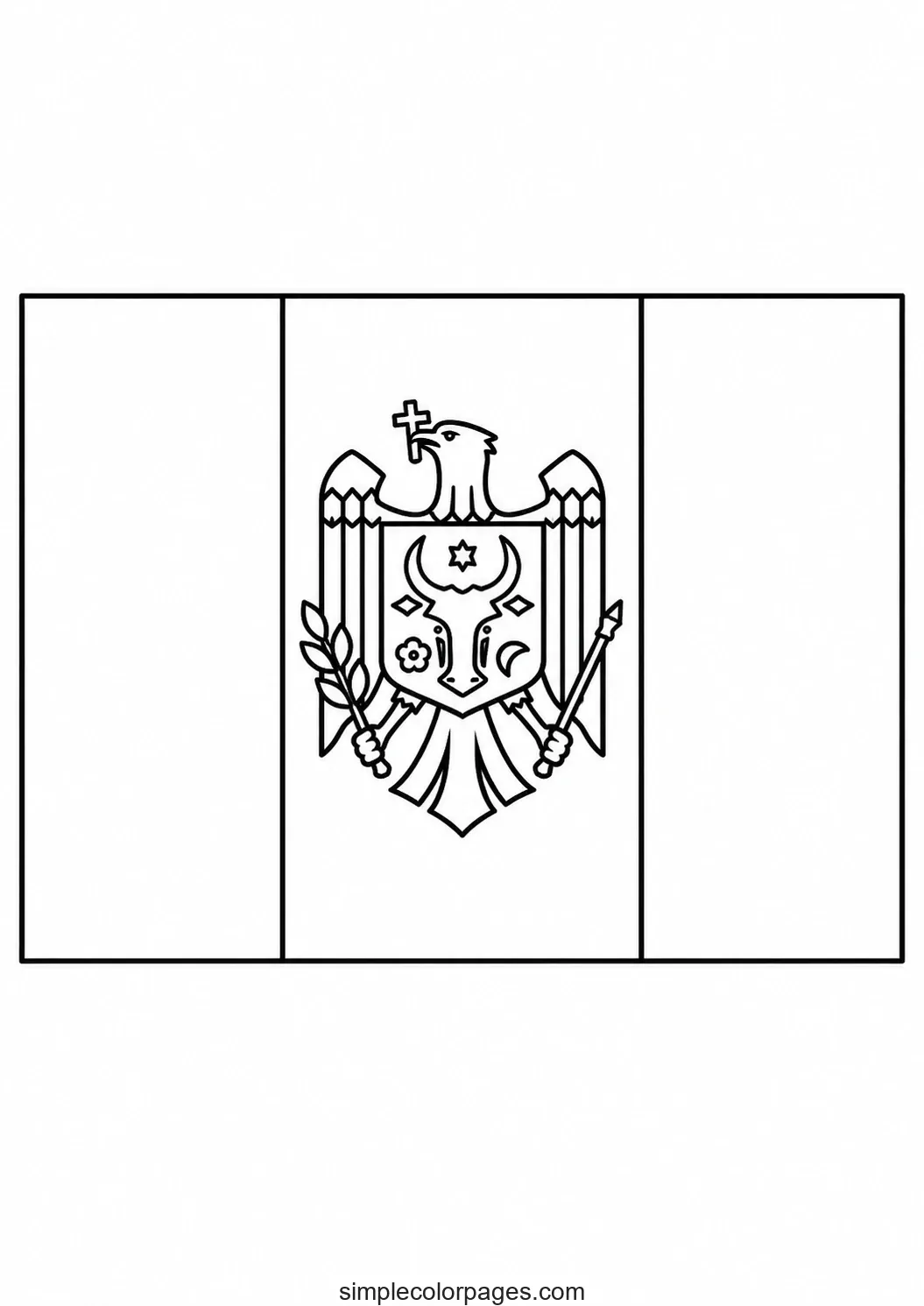 Preview of Moldova Flag Coloring Page