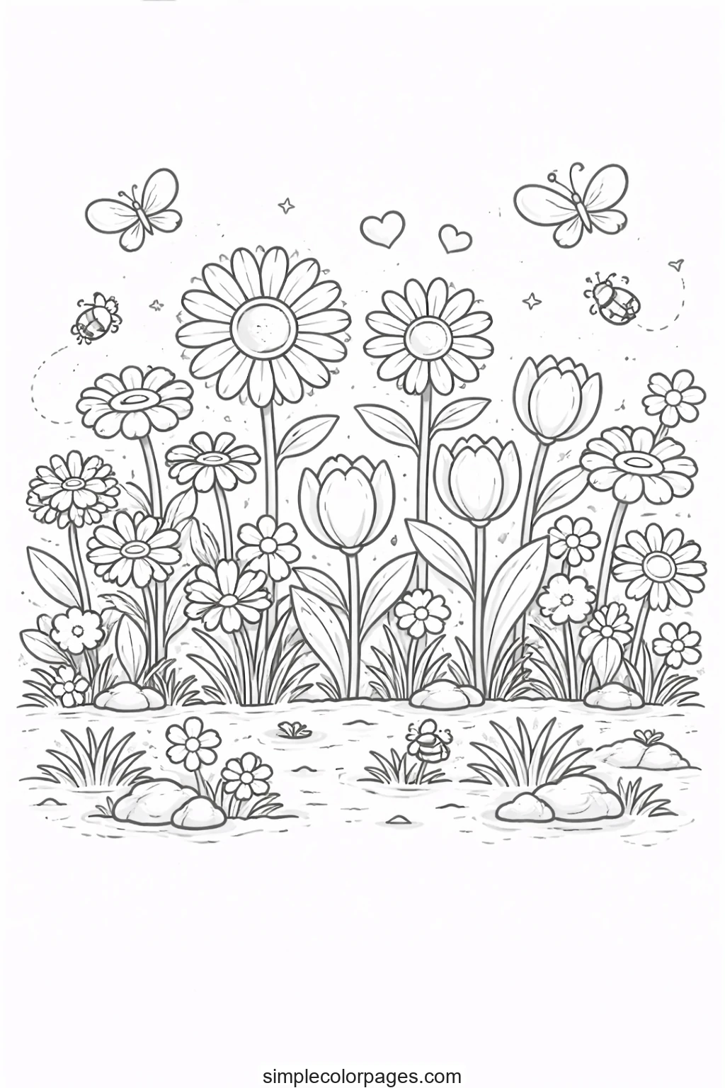 Preview of Nature Flower Garden Coloring Page
