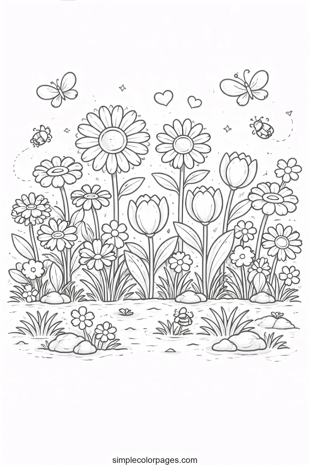 Preview of Nature Flower Garden Coloring Page