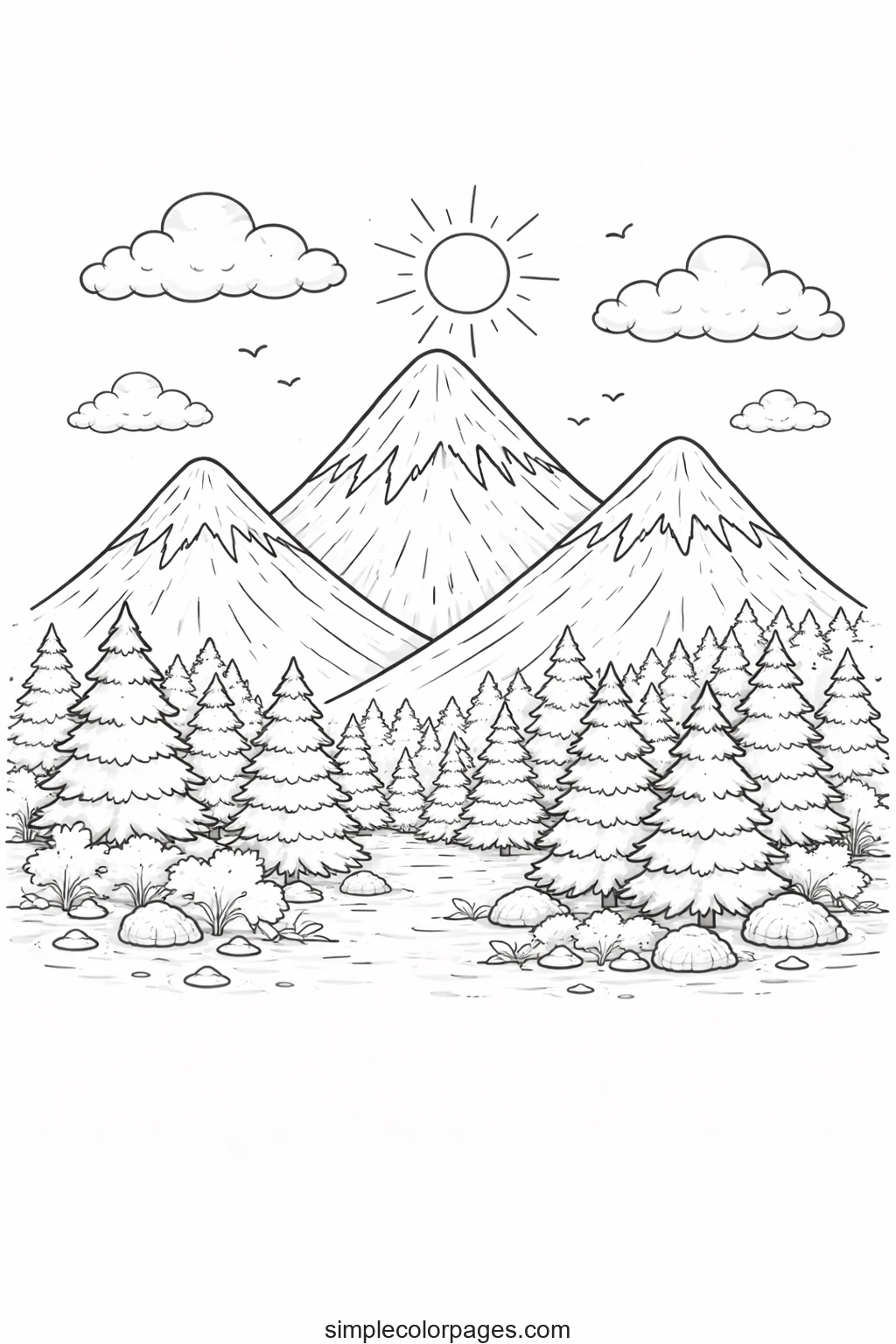 Preview of Nature Mountain Coloring Page