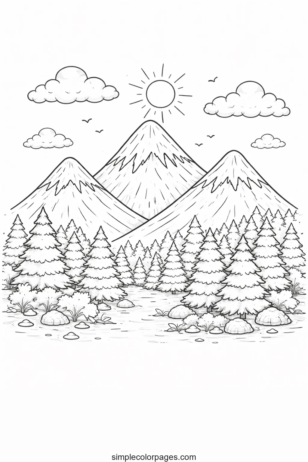 Preview of Nature Mountain Coloring Page