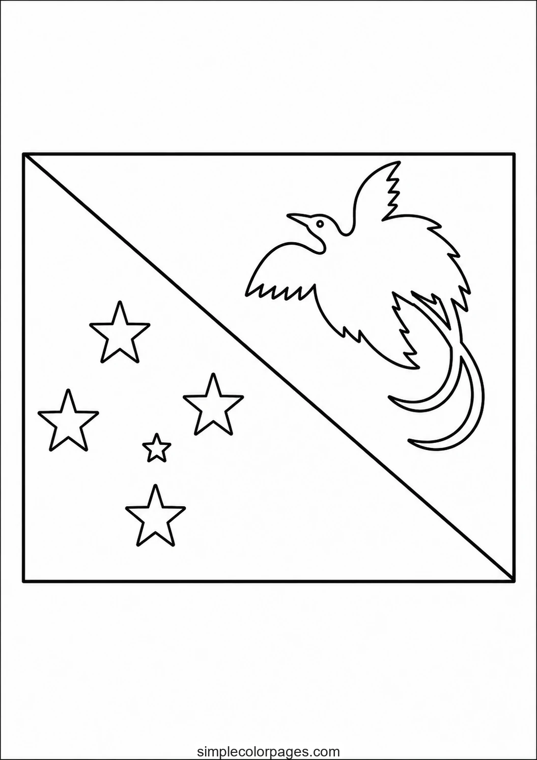 Preview of Papua New Guinea Flag Coloring Page