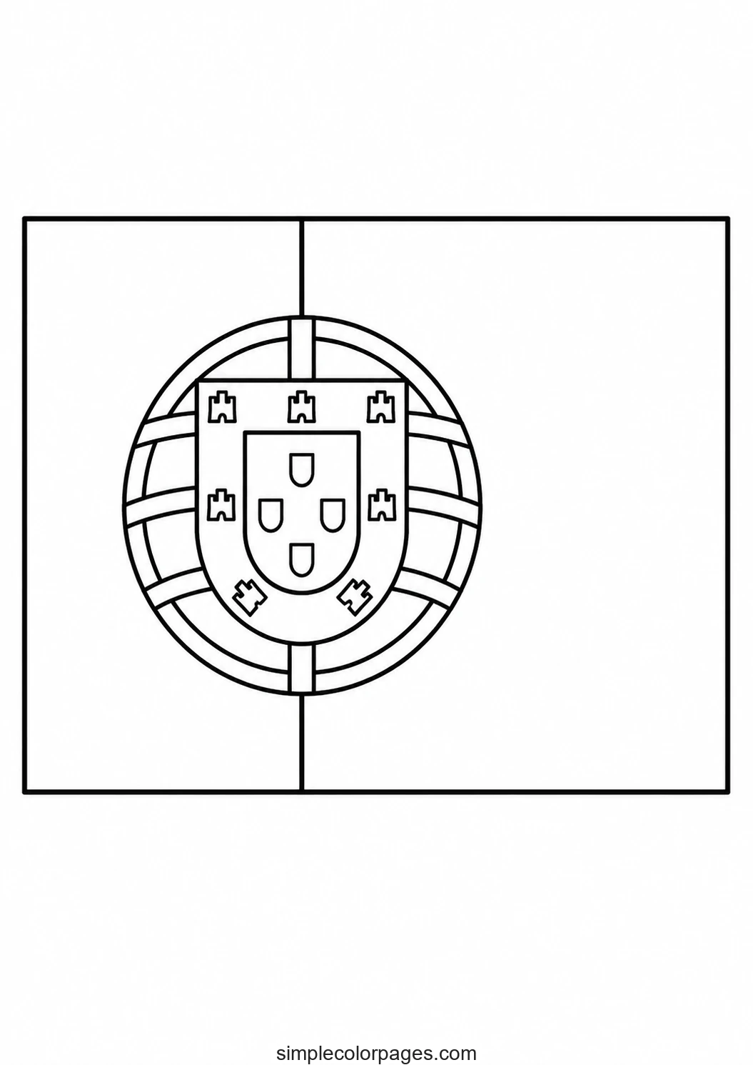 Preview of Portugal Flag Coloring Page