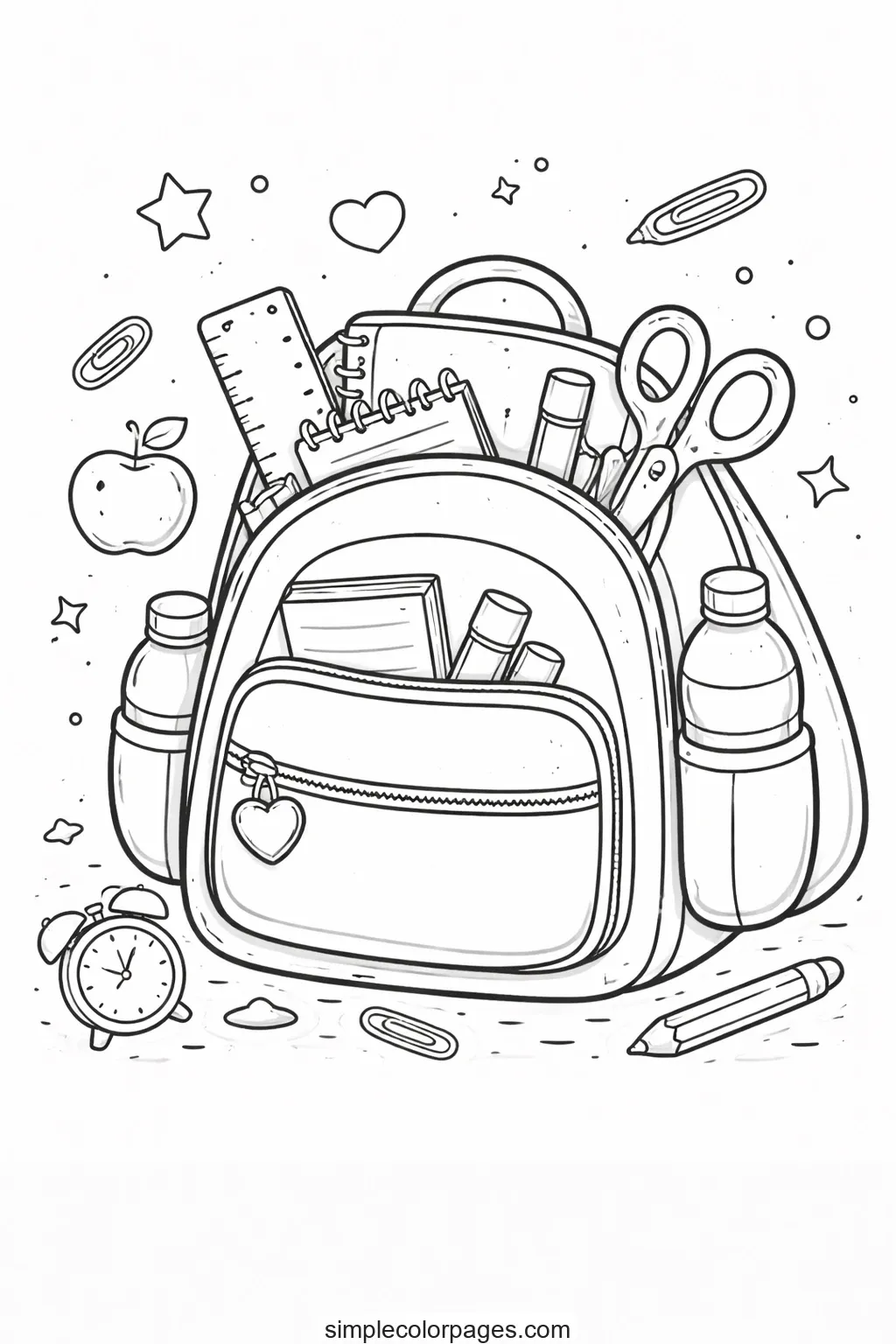 Preview of School Backpack Coloring Page