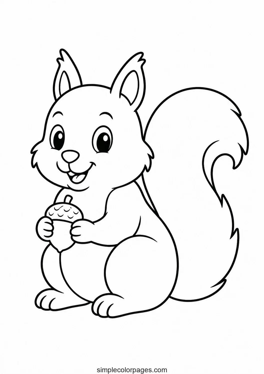 Preview of Squirrel With Acorn Coloring Page