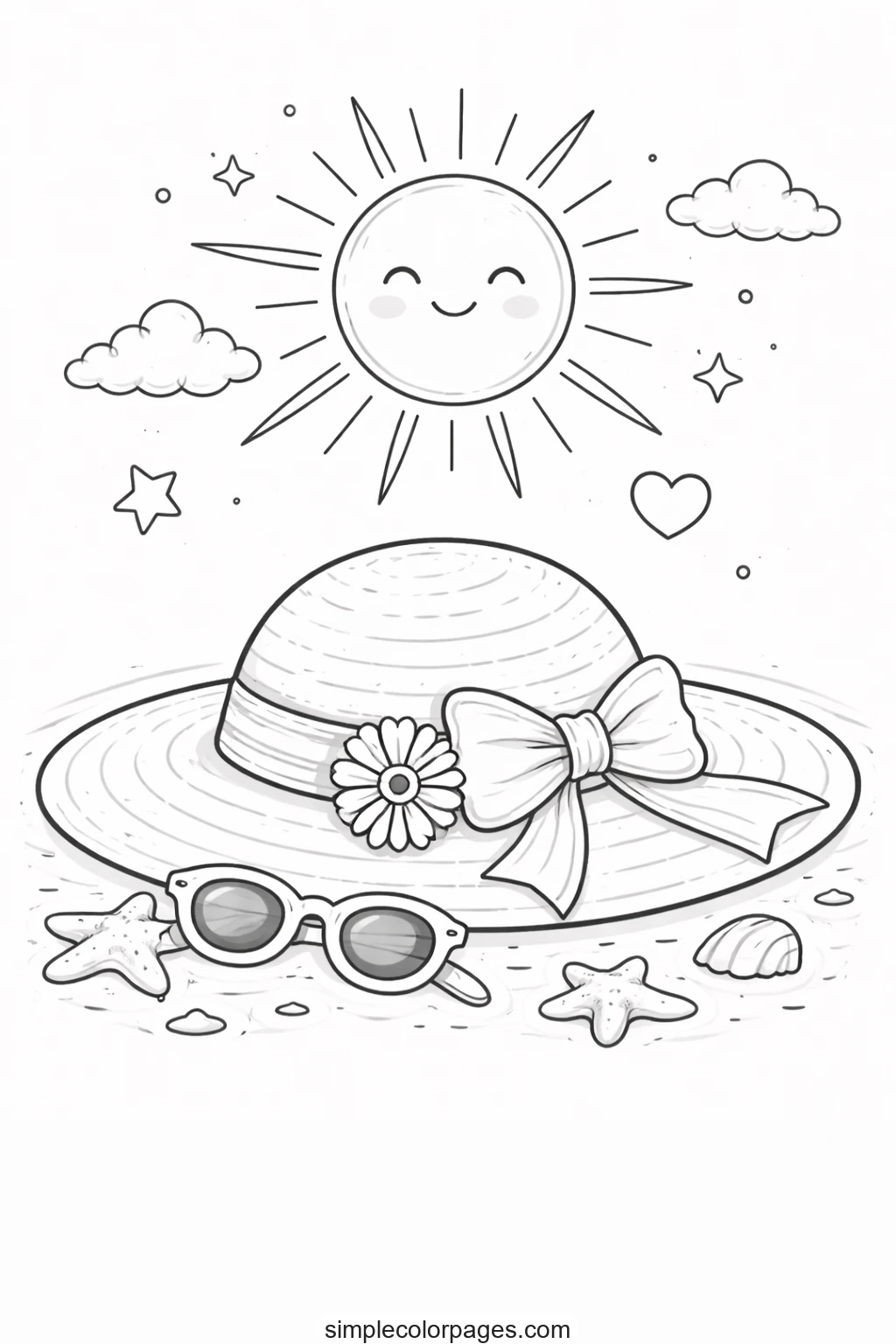 Preview of Summer Sun Hat Coloring Page