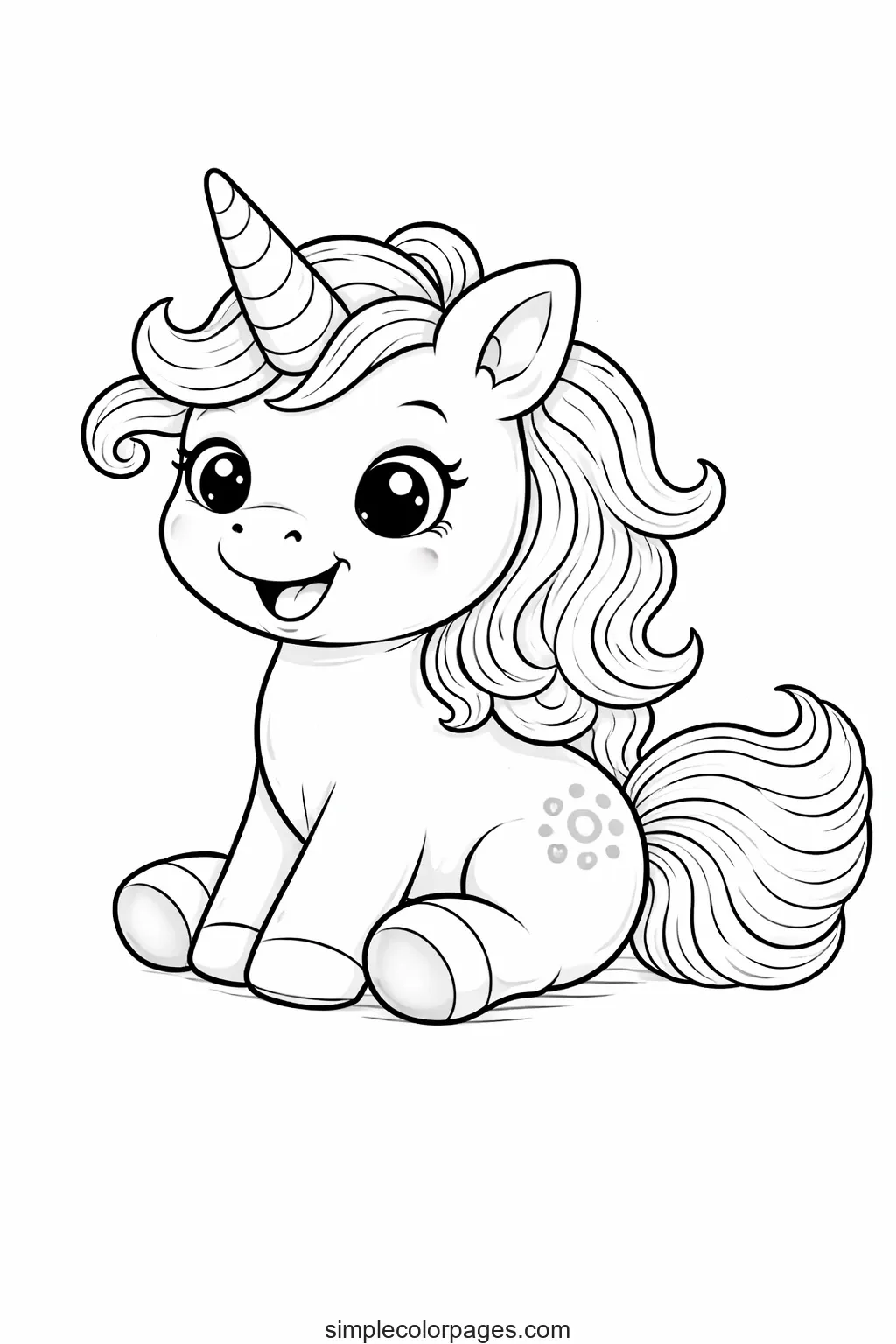 Preview of Sweet Baby Unicorn Coloring Page