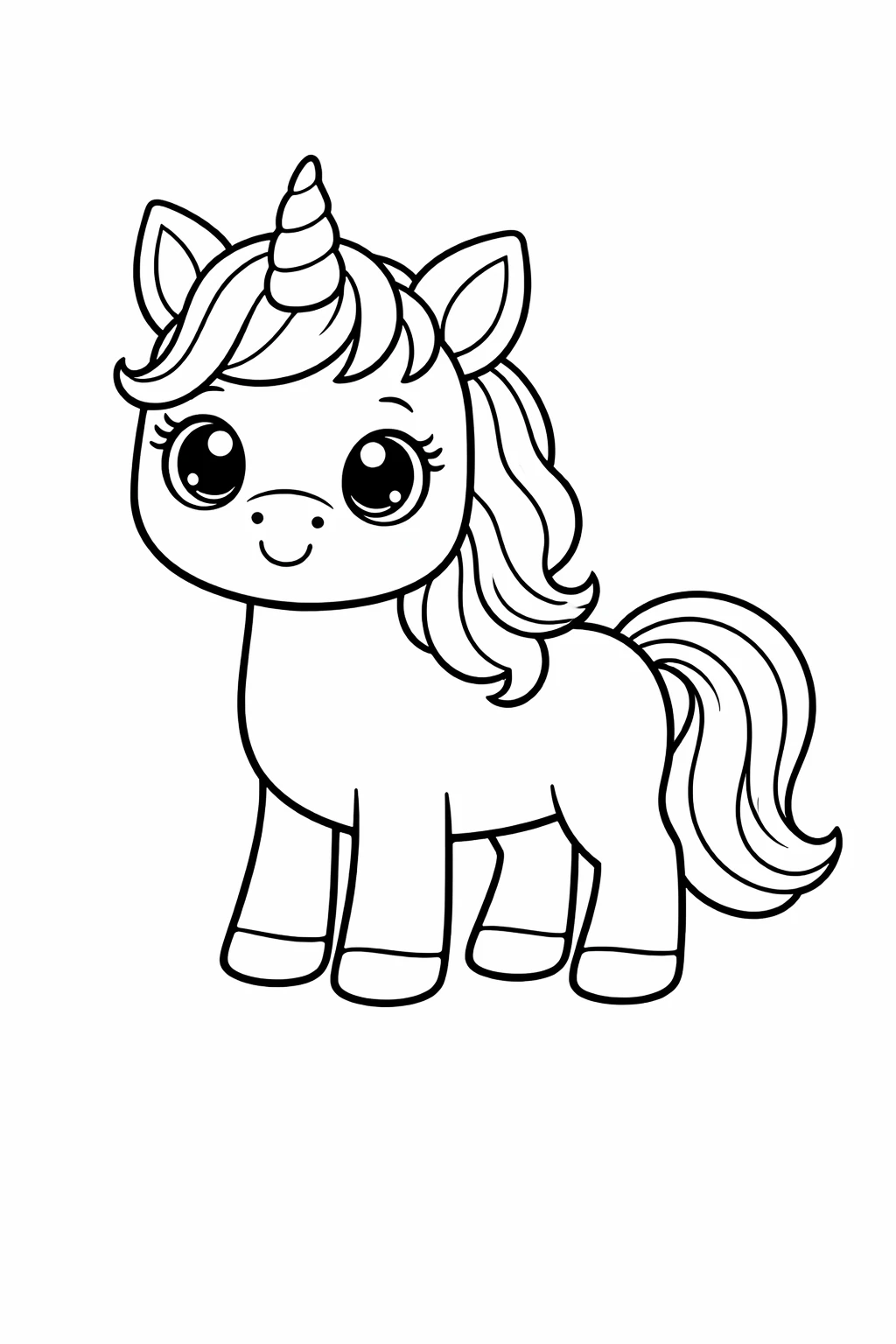 Preview of Cartoon Unicorn Coloring Page