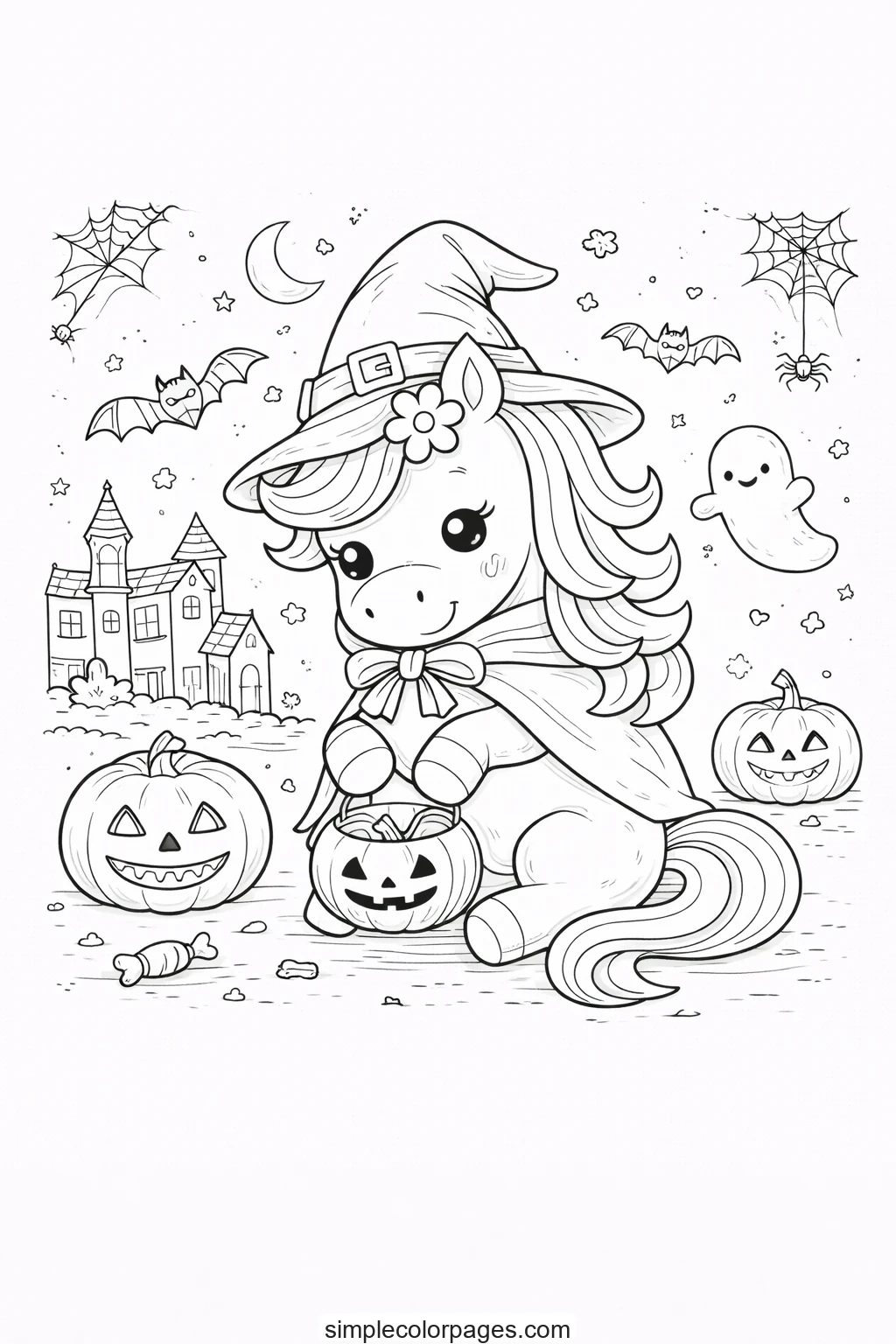 Preview of Unicorn Halloween Costume Coloring Page