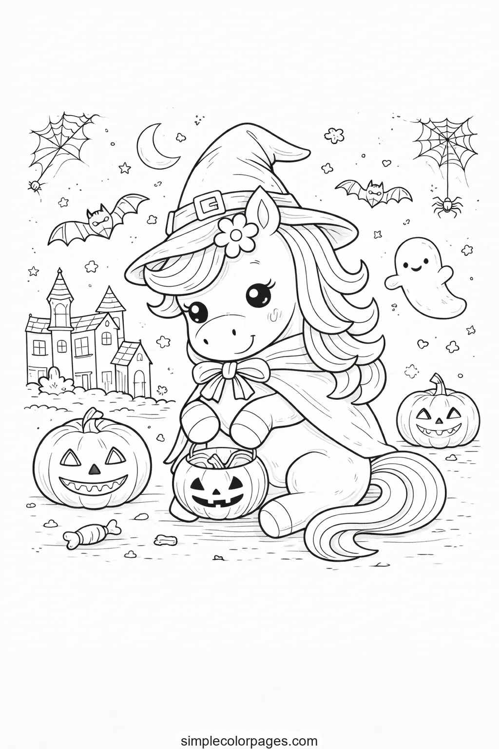 Preview of Unicorn Halloween Costume Coloring Page