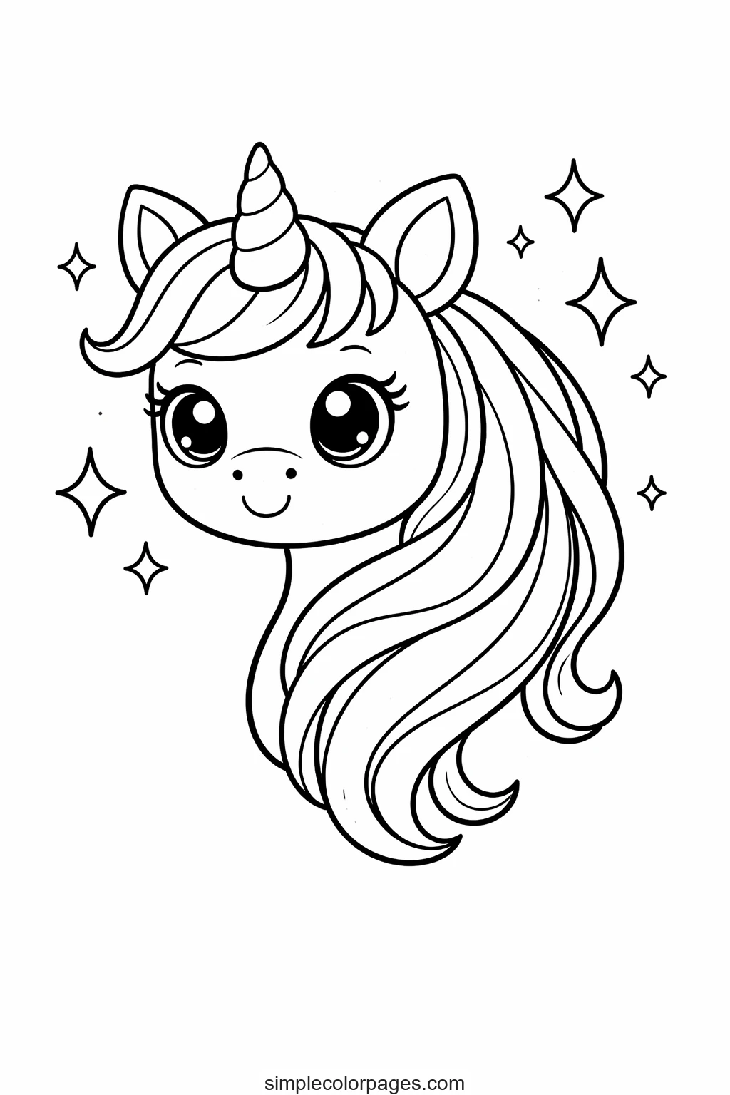 Preview of Unicorn Head Coloring Page