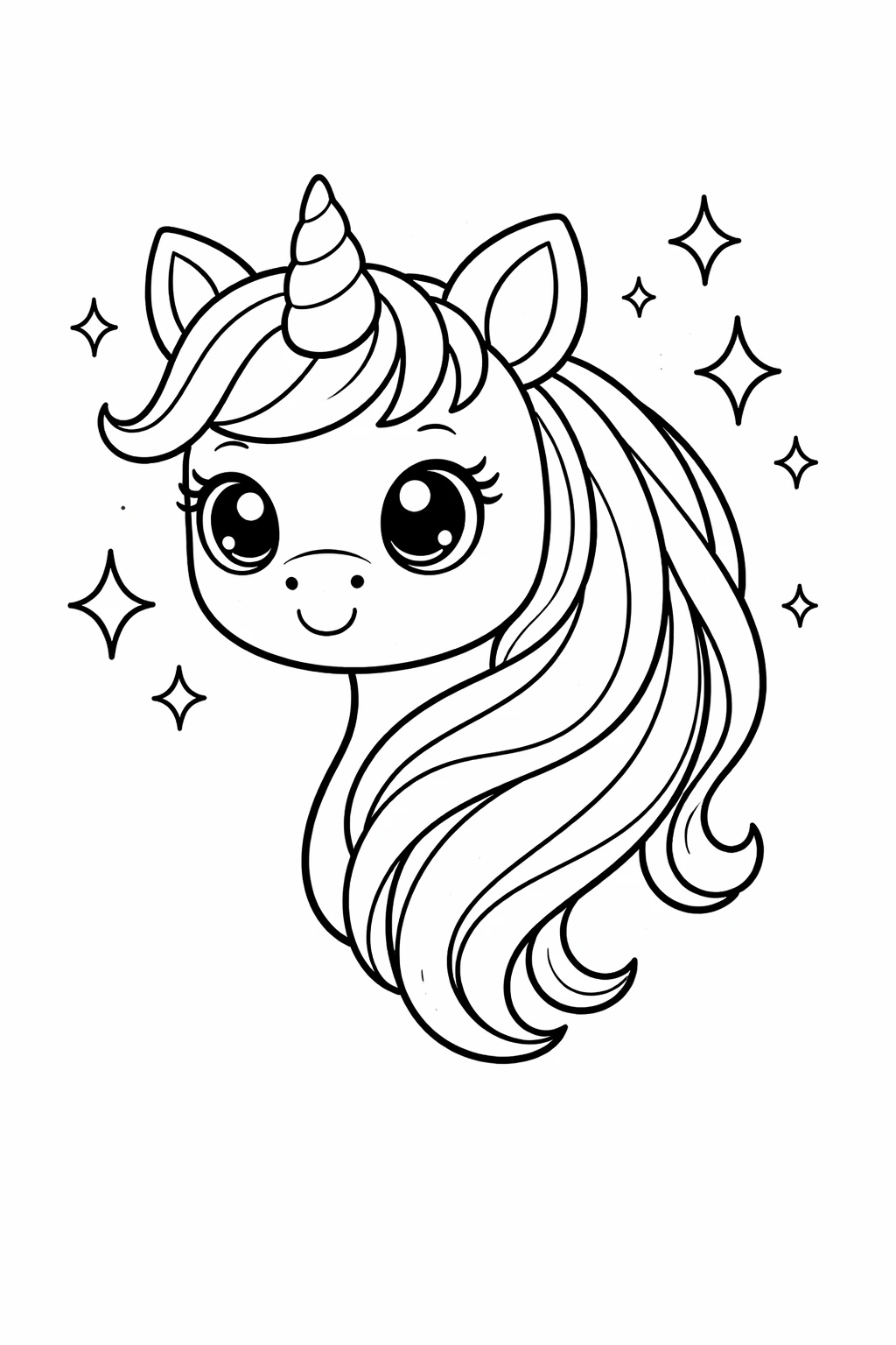 Preview of Unicorn Head Coloring Page