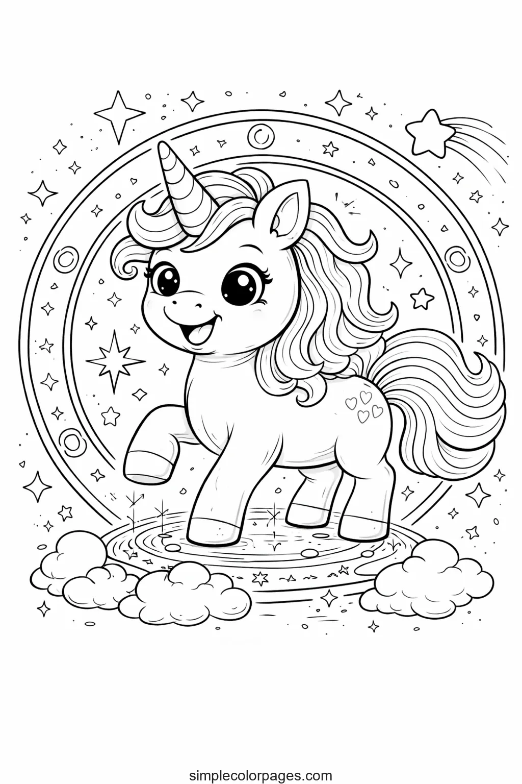 Preview of Unicorn Magic Circle Coloring Page