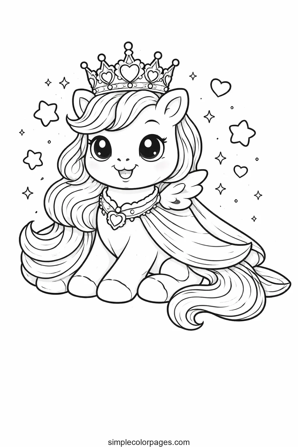 Preview of Unicorn Princess Coloring Page