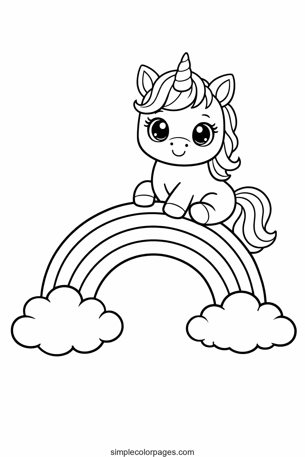 Preview of Unicorn Rainbow Coloring Page