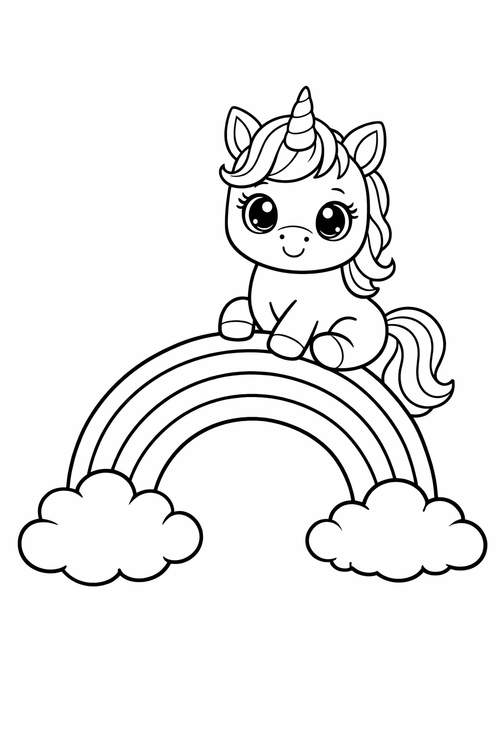 Preview of Unicorn Rainbow Coloring Page