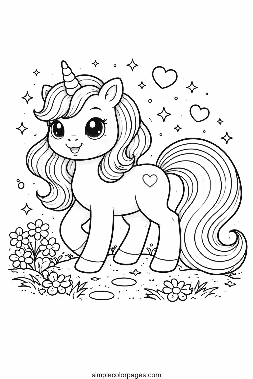 Preview of Unicorn Rainbow Tail Coloring Page